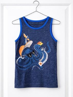 Boys Wonder Nation Tank Top Size M 8 Octopus Graphic Summer Shirt